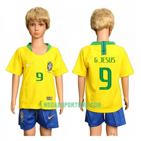 Koszulka Brazylia G.Gesus 9 Dziecięcy Mistrzostwa Świata 2018 Domowe Stroje Piłkarskie